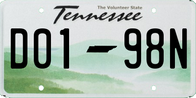 TN license plate D0198N