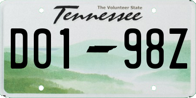 TN license plate D0198Z