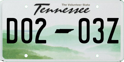 TN license plate D0203Z