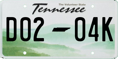 TN license plate D0204K