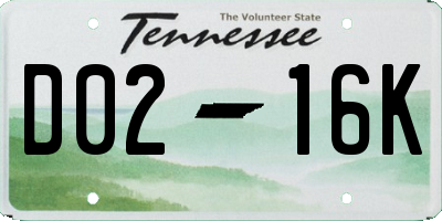 TN license plate D0216K