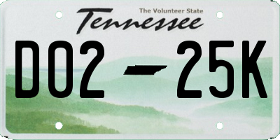 TN license plate D0225K