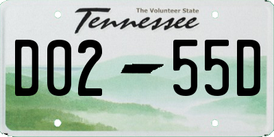 TN license plate D0255D