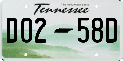 TN license plate D0258D