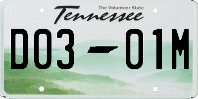 TN license plate D0301M