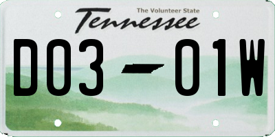 TN license plate D0301W