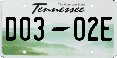 TN license plate D0302E