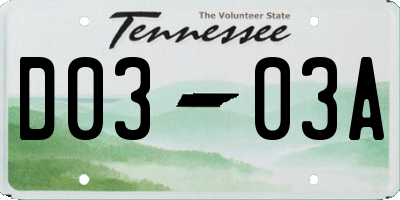 TN license plate D0303A