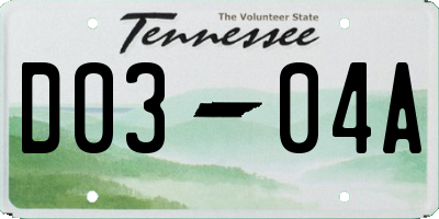 TN license plate D0304A