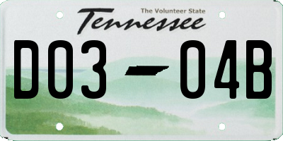 TN license plate D0304B