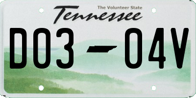 TN license plate D0304V