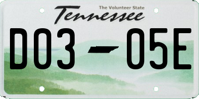 TN license plate D0305E