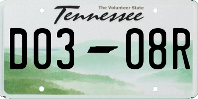 TN license plate D0308R