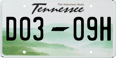 TN license plate D0309H