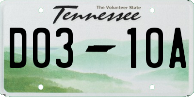 TN license plate D0310A