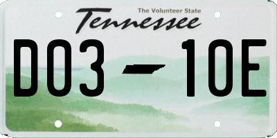 TN license plate D0310E