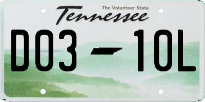 TN license plate D0310L
