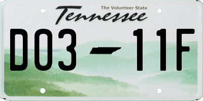 TN license plate D0311F