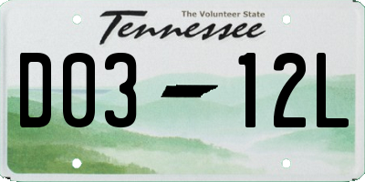 TN license plate D0312L