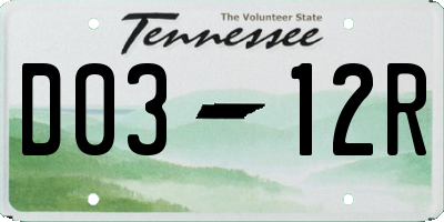 TN license plate D0312R