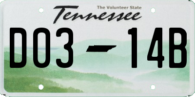 TN license plate D0314B
