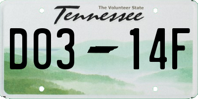 TN license plate D0314F
