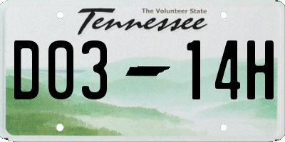 TN license plate D0314H