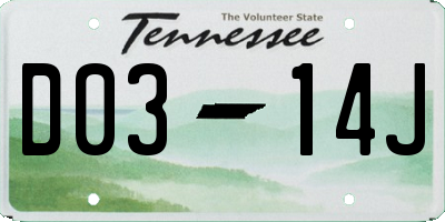 TN license plate D0314J
