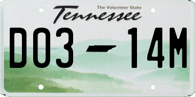 TN license plate D0314M