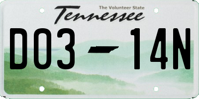 TN license plate D0314N