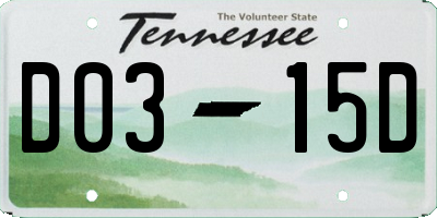 TN license plate D0315D