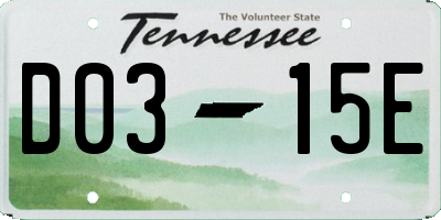 TN license plate D0315E
