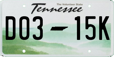 TN license plate D0315K