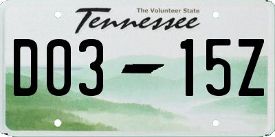 TN license plate D0315Z