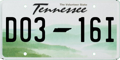 TN license plate D0316I