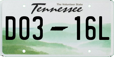 TN license plate D0316L