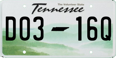 TN license plate D0316Q