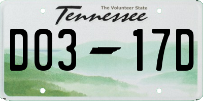 TN license plate D0317D
