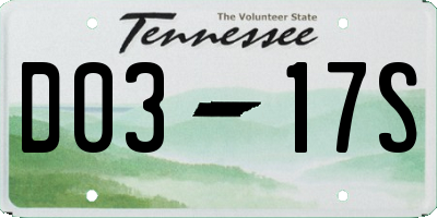 TN license plate D0317S