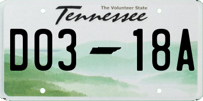 TN license plate D0318A