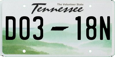 TN license plate D0318N