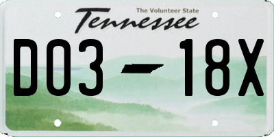 TN license plate D0318X