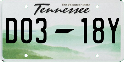 TN license plate D0318Y