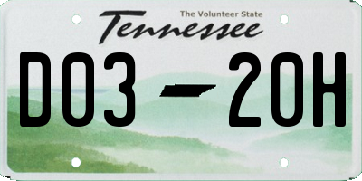 TN license plate D0320H