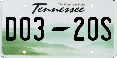 TN license plate D0320S