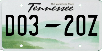 TN license plate D0320Z