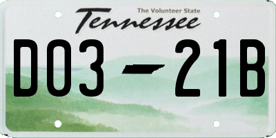 TN license plate D0321B