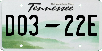 TN license plate D0322E