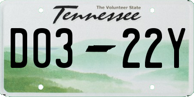 TN license plate D0322Y