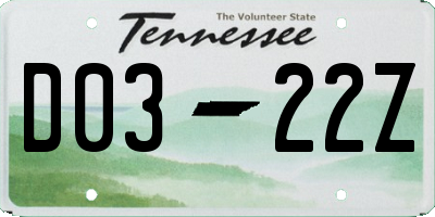 TN license plate D0322Z